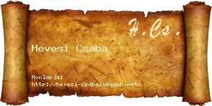 Hevesi Csaba névjegykártya